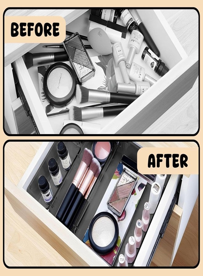 TEKCOOL Set of 20 Drawer Organiser/Unbreakable Drawer Organizer/Dressing Table Organizer/Multi-Purpose Storage Boxes/Drawer Divider Tray for Kitchen/Bedroom/Office - (Black) Polypropylene, Stationery - Image 5